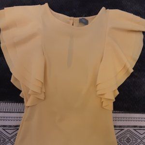 Ruffle sleeve yellow top
